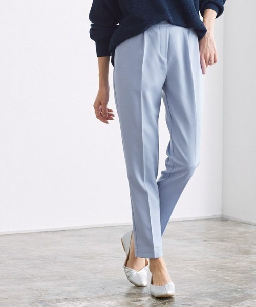 Pierrot（ピエロ）の「高見えストレートパンツ テーパード センタープレス（その他パンツ・レディース・チャコール/グレイッシュベージュ/ブルーパープル/キャメル/ホワイト/ブラック/ブラウン/ネイビー/ピンク/ライム/グレイッシュブルー/ピンク系その他/スモークピンク/グレー/ピンク系その他2/グリーン系その他/グリーン/チェック/ラベンダー/オレンジ/ブルー系その他/パープル系その他/ダークネイビー/スカイブルー・S/M/L/LL/TLL/TL/PL/PM/TM/PS）」の13枚目の写真