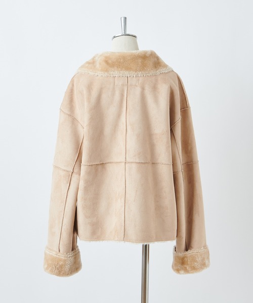 one after another NICE CLAUP(ワンアフターアナザーナイスクラップ)の「ムートンライダース(ライダースジャケット・レディース・アイボリー/ベージュ/ピンク・FREE)」の15枚目の写真