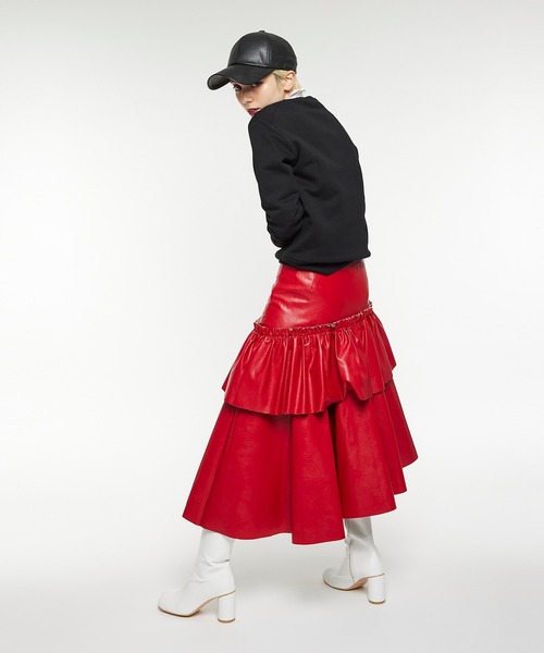 Narcissus（ナルシス）の「【Narcissus】フリルレザースカート（スカート・レディース・ブラック/レッド・FREE）」の6枚目の写真