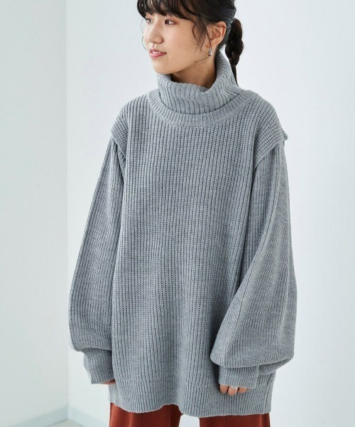 cepo（セポ）の「ニットベスト+タートルニットアンサンブル（ニット/セーター・レディース・グレー/ピンク/ミント/ブラック・M）」の3枚目の写真