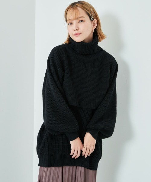 cepo（セポ）の「ニットベスト+タートルニットアンサンブル（ニット/セーター・レディース・グレー/ピンク/ミント/ブラック・M）」の2枚目の写真