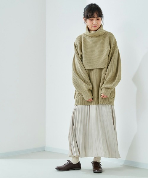 cepo（セポ）の「ニットベスト+タートルニットアンサンブル（ニット/セーター・レディース・グレー/ピンク/ミント/ブラック・M）」の6枚目の写真