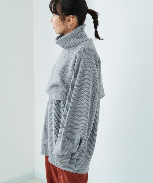 cepo（セポ）の「ニットベスト+タートルニットアンサンブル（ニット/セーター・レディース・グレー/ピンク/ミント/ブラック・M）」の7枚目の写真