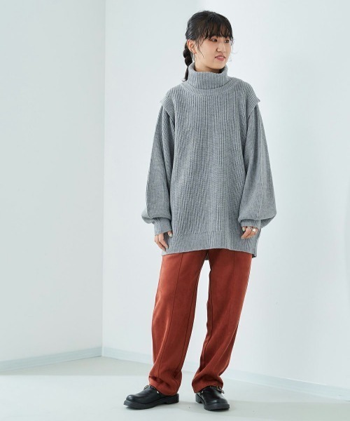 cepo（セポ）の「ニットベスト+タートルニットアンサンブル（ニット/セーター・レディース・グレー/ピンク/ミント/ブラック・M）」の5枚目の写真