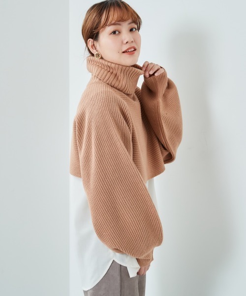 cepo（セポ）の「ニットベスト+タートルニットアンサンブル（ニット/セーター・レディース・グレー/ピンク/ミント/ブラック・M）」の14枚目の写真