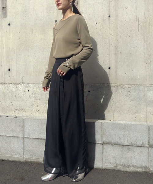 セール】【&g'aime】ラップレイヤードワイドパンツ WRAP LAYERED