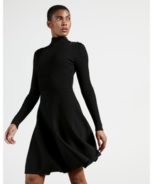 美品 TED BAKER JOSEYリブニットワンピース ブラック 長袖 0 美品 TED BAKER JOSEYリブニットワンピース ブラック 長袖 0