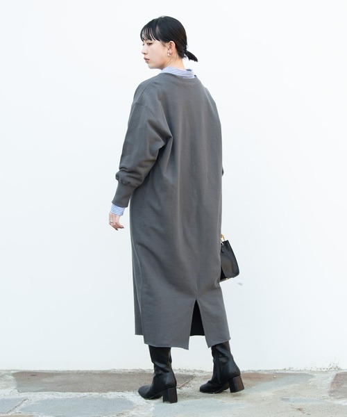 Aunt Marie's（アントマリーズ）の「深Vネックスウェットワンピ / AUNT MARIE'S（ワンピース・レディース・チャコールグレー/ブラック/アイボリー・FREE）」の10枚目の写真