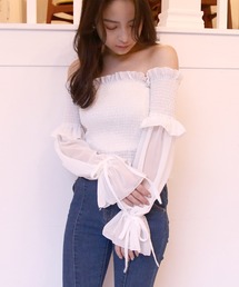ボリュームスリーブオフショルブラウス