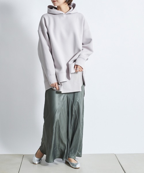 DouDou（ドゥドゥ）の「サイドジップダンボールパーカー（パーカー・レディース・オフホワイト/グレイッシュベージュ/スカイブルー・FREE）」の16枚目の写真