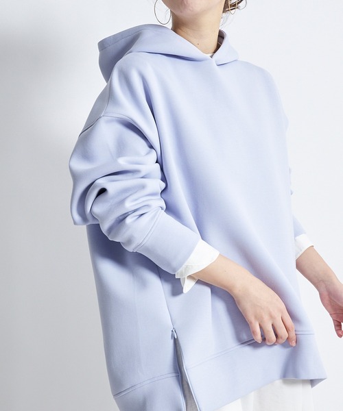 DouDou（ドゥドゥ）の「サイドジップダンボールパーカー（パーカー・レディース・オフホワイト/グレイッシュベージュ/スカイブルー・FREE）」の14枚目の写真