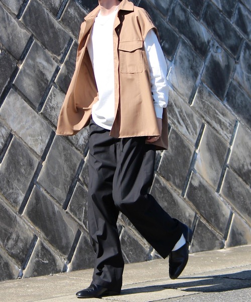 y/m by れぽすけ（イムバイレポスケ）の「-W pocket jacket vest- / Wポケットジャケットベスト（ベスト・メンズ・ブラック/ブラウン・LARGE/MEDIUM）」の7枚目の写真