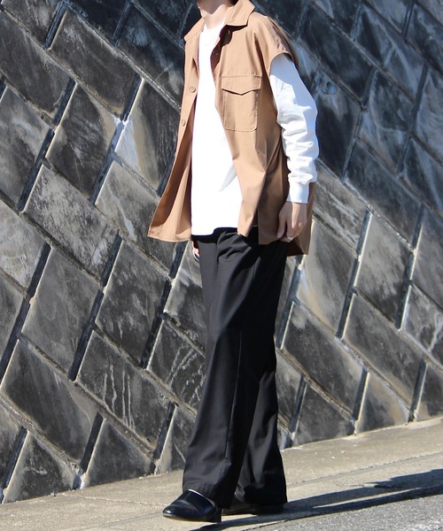 y/m by れぽすけ（イムバイレポスケ）の「-W pocket jacket vest- / Wポケットジャケットベスト（ベスト・メンズ・ブラック/ブラウン・LARGE/MEDIUM）」の5枚目の写真