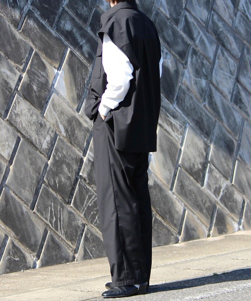 y/m by れぽすけ（イムバイレポスケ）の「-W pocket jacket vest- / Wポケットジャケットベスト（ベスト・メンズ・ブラック/ブラウン・LARGE/MEDIUM）」の6枚目の写真