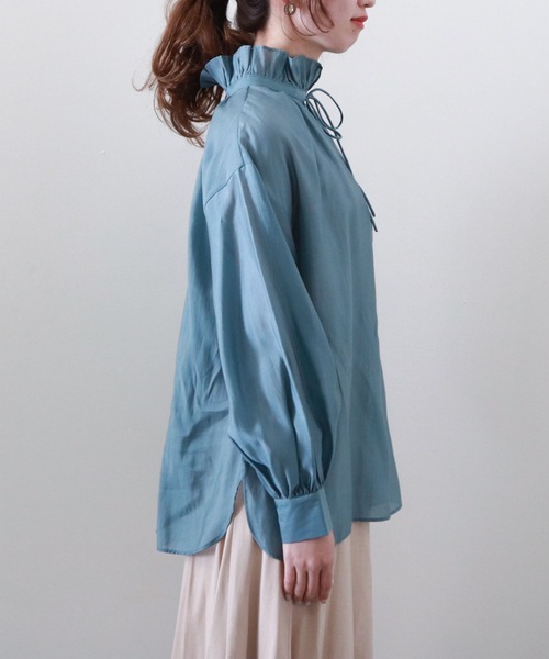 archives(アルシーヴ)の「【限定item】フリルネックシアーブラウス(シャツ/ブラウス・レディース・オフホワイト/ブルー/ブラック・MEDIUM)」の5枚目の写真