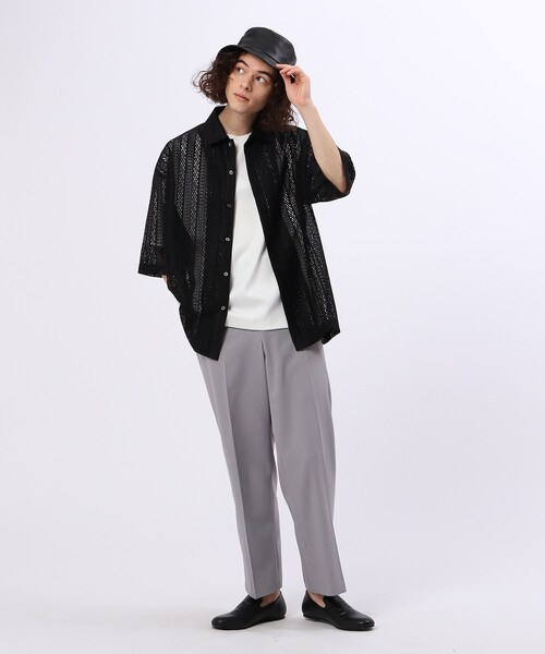 tk.TAKEO KIKUCHI（ティーケータケオキクチ）の「◆バーチカルレース半袖シャツ（ユニセックスアイテム）（シャツ/ブラウス・メンズ・ホワイト系4/ブラック系3・88/66）」の10枚目の写真