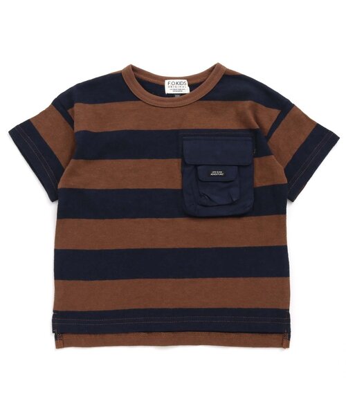 F.O.KIDS（エフオーキッズ）の「ボーダービッグシルエットＴシャツ（Tシャツ/カットソー・キッズ・レインボー/チャコール/ネイビー/ブラウン/グレー・130/140/90/95/80/100/110/120）」の4枚目の写真