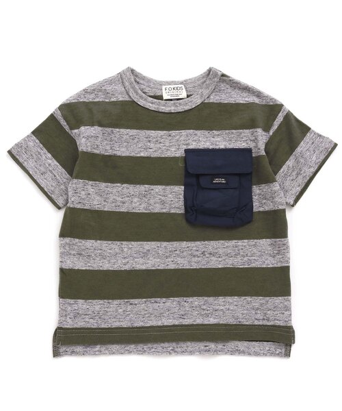 F.O.KIDS（エフオーキッズ）の「ボーダービッグシルエットＴシャツ（Tシャツ/カットソー・キッズ・レインボー/チャコール/ネイビー/ブラウン/グレー・130/140/90/95/80/100/110/120）」の2枚目の写真