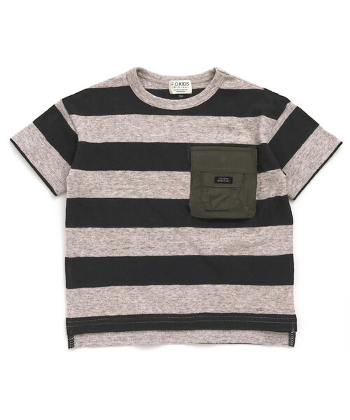 F.O.KIDS（エフオーキッズ）の「ボーダービッグシルエットＴシャツ（Tシャツ/カットソー・キッズ・レインボー/チャコール/ネイビー/ブラウン/グレー・130/140/90/95/80/100/110/120）」の3枚目の写真