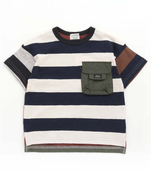 F.O.KIDS（エフオーキッズ）の「ボーダービッグシルエットＴシャツ（Tシャツ/カットソー・キッズ・レインボー/チャコール/ネイビー/ブラウン/グレー・130/140/90/95/80/100/110/120）」の5枚目の写真