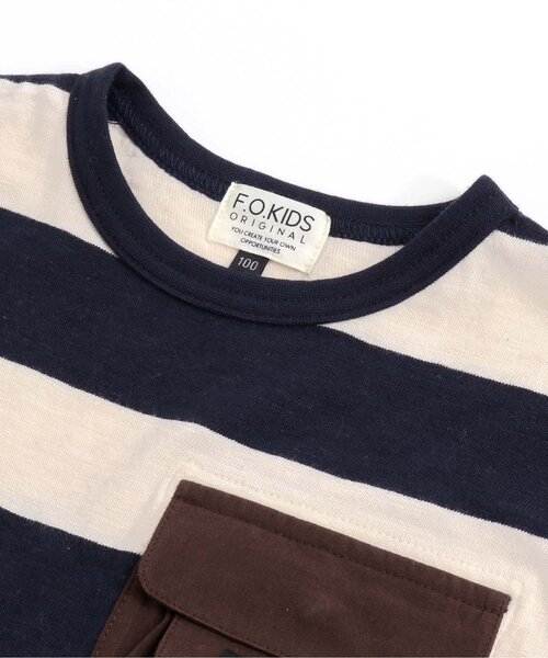 F.O.KIDS（エフオーキッズ）の「ボーダービッグシルエットＴシャツ（Tシャツ/カットソー・キッズ・レインボー/チャコール/ネイビー/ブラウン/グレー・130/140/90/95/80/100/110/120）」の13枚目の写真