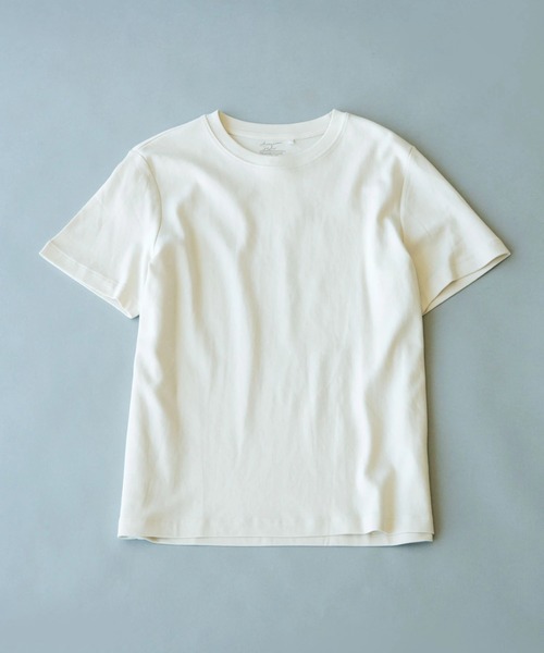 AMERICAN HOLIC（アメリカンホリック）の「★クルーネックカット半袖プルオーバー　＊●（Tシャツ/カットソー・レディース・グリーン/ライトピンク/オフホワイト/ネイビー/ブラック/モカ/アイボリー/ライトイエロー/ラベンダー/ミント/オレンジ/ベージュ/ブルー/チャコールグレー/カーキ/キャメル/ダークベージュ/ライトグレー・M/L/S）」の3枚目の写真