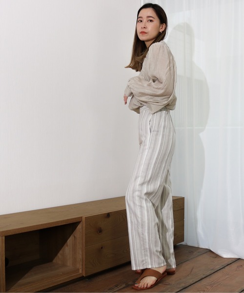 Per sist ence（パーシエンス）の「Per sist ence/パーシエンス　リネンライク　ストライプストレートパンツ（その他パンツ・レディース・ブラウン/ベージュ・FREE）」の13枚目の写真