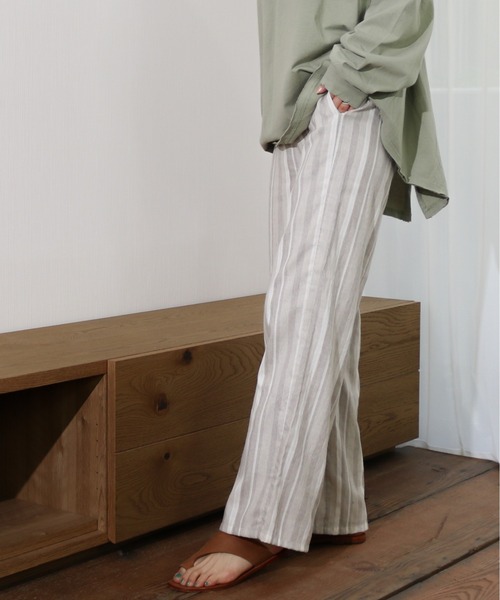Per sist ence（パーシエンス）の「Per sist ence/パーシエンス　リネンライク　ストライプストレートパンツ（その他パンツ・レディース・ブラウン/ベージュ・FREE）」の16枚目の写真