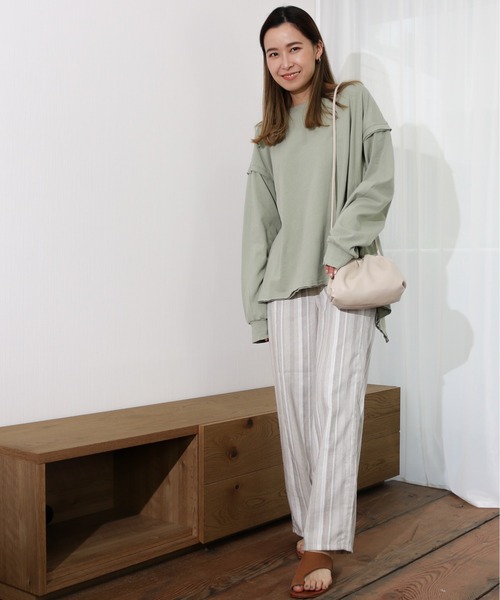 Per sist ence（パーシエンス）の「Per sist ence/パーシエンス　リネンライク　ストライプストレートパンツ（その他パンツ・レディース・ブラウン/ベージュ・FREE）」の17枚目の写真