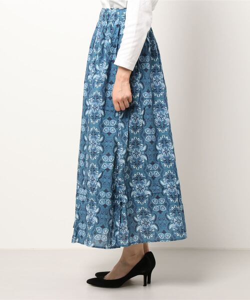 CUBE SUGAR（キューブシュガー）の「ボイル 総柄プリント ギャザースカート（スカート・レディース・ベージュ/サックスブルー/ネイビー/グレー・M）」の5枚目の写真