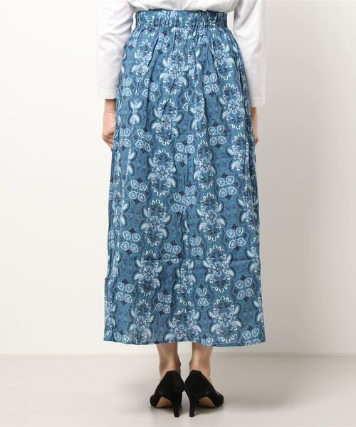 CUBE SUGAR（キューブシュガー）の「ボイル 総柄プリント ギャザースカート（スカート・レディース・ベージュ/サックスブルー/ネイビー/グレー・M）」の6枚目の写真