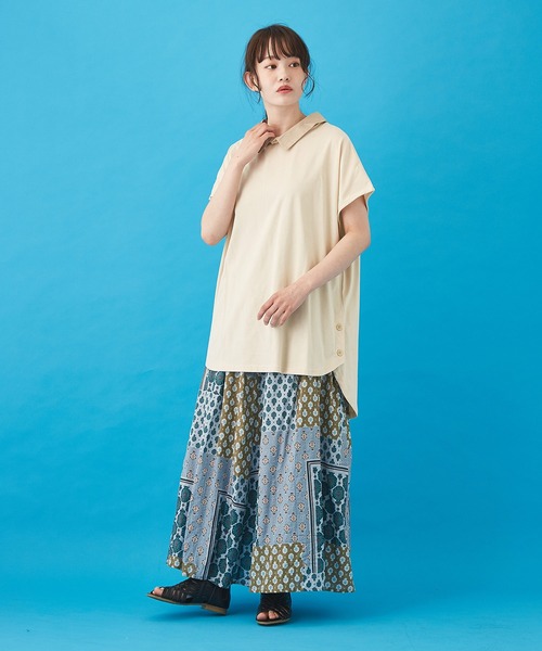 CUBE SUGAR（キューブシュガー）の「ボイル 総柄プリント ギャザースカート（スカート・レディース・ベージュ/サックスブルー/ネイビー/グレー・M）」の16枚目の写真