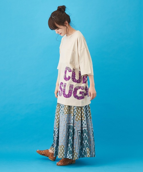 CUBE SUGAR（キューブシュガー）の「ボイル 総柄プリント ギャザースカート（スカート・レディース・ベージュ/サックスブルー/ネイビー/グレー・M）」の19枚目の写真