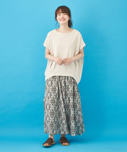 CUBE SUGAR（キューブシュガー）の「ボイル 総柄プリント ギャザースカート（スカート・レディース・ベージュ/サックスブルー/ネイビー/グレー・M）」の21枚目の写真