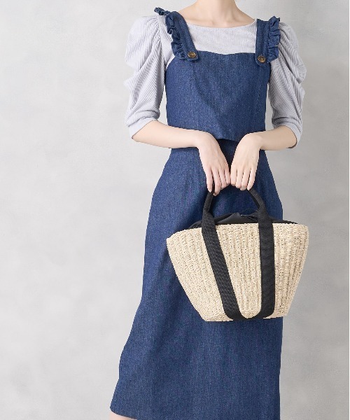 OLIVE des OLIVE（オリーブデオリーブ）の「【WEB限定カラー有】テープハンドルカゴトート（かごバッグ・レディース・キャメル/ライトベージュ・FREE）」の3枚目の写真