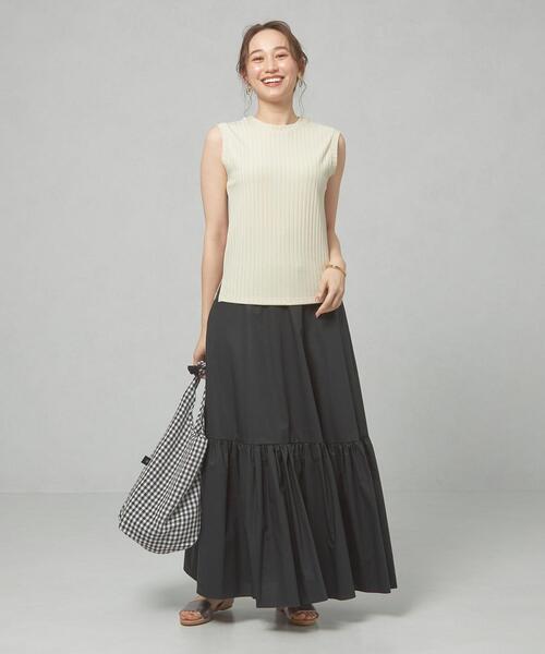 THE STATION STORE(ザ ステーション ストア)の「<ma couleur>ティアード ムジ マキシスカート(スカート・レディース・ブラック・SMALL/MEDIUM)」の4枚目の写真