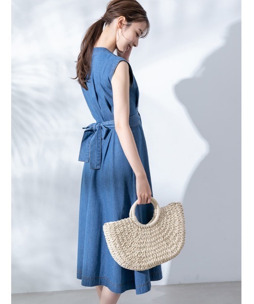 フォクシー 35808 デニム ワンピース ノースリーブ インディゴ ブルー