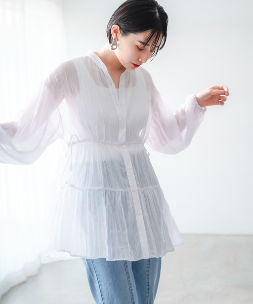 PAGEBOY（ページボーイ）の「ティアードチュニックシャツ（シャツ/ブラウス・レディース・オフホワイト/ブラック/グレイッシュベージュ/オリーブ・FREE）」の5枚目の写真