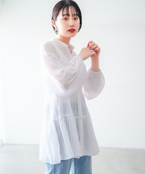 PAGEBOY（ページボーイ）の「ティアードチュニックシャツ（シャツ/ブラウス・レディース・オフホワイト/ブラック/グレイッシュベージュ/オリーブ・FREE）」の6枚目の写真