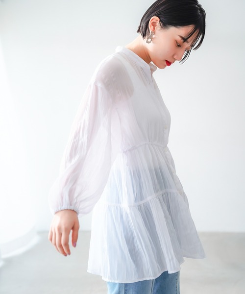 PAGEBOY（ページボーイ）の「ティアードチュニックシャツ（シャツ/ブラウス・レディース・オフホワイト/ブラック/グレイッシュベージュ/オリーブ・FREE）」の7枚目の写真