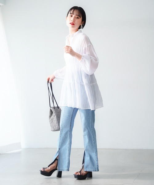 PAGEBOY（ページボーイ）の「ティアードチュニックシャツ（シャツ/ブラウス・レディース・オフホワイト/ブラック/グレイッシュベージュ/オリーブ・FREE）」の9枚目の写真