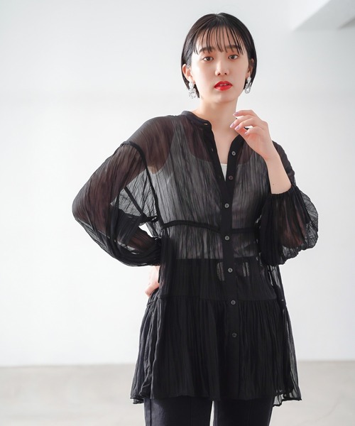 PAGEBOY（ページボーイ）の「ティアードチュニックシャツ（シャツ/ブラウス・レディース・オフホワイト/ブラック/グレイッシュベージュ/オリーブ・FREE）」の10枚目の写真