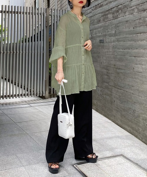 PAGEBOY（ページボーイ）の「ティアードチュニックシャツ（シャツ/ブラウス・レディース・オフホワイト/ブラック/グレイッシュベージュ/オリーブ・FREE）」の17枚目の写真