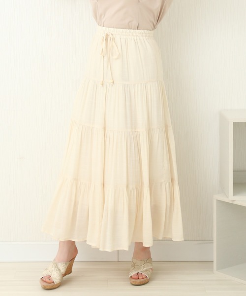 libelle more（リベル モア）の「R/Tスラブ　ティアードスカート（スカート・レディース・キナリ/モカ/ブルー/スモークピンク/ミント・M）」の2枚目の写真