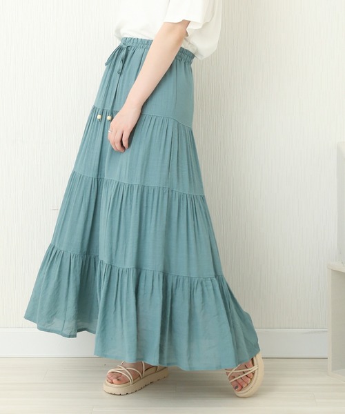 libelle more（リベル モア）の「R/Tスラブ　ティアードスカート（スカート・レディース・キナリ/モカ/ブルー/スモークピンク/ミント・M）」の4枚目の写真