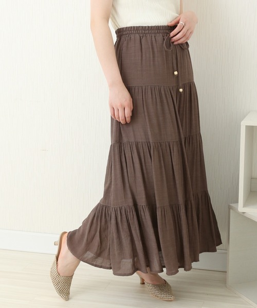 libelle more（リベル モア）の「R/Tスラブ　ティアードスカート（スカート・レディース・キナリ/モカ/ブルー/スモークピンク/ミント・M）」の3枚目の写真