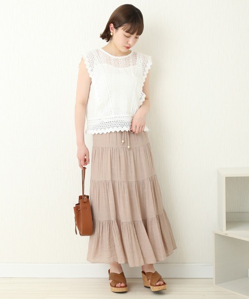 libelle more（リベル モア）の「R/Tスラブ　ティアードスカート（スカート・レディース・キナリ/モカ/ブルー/スモークピンク/ミント・M）」の16枚目の写真