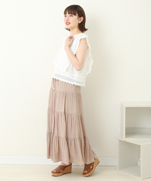 libelle more（リベル モア）の「R/Tスラブ　ティアードスカート（スカート・レディース・キナリ/モカ/ブルー/スモークピンク/ミント・M）」の17枚目の写真