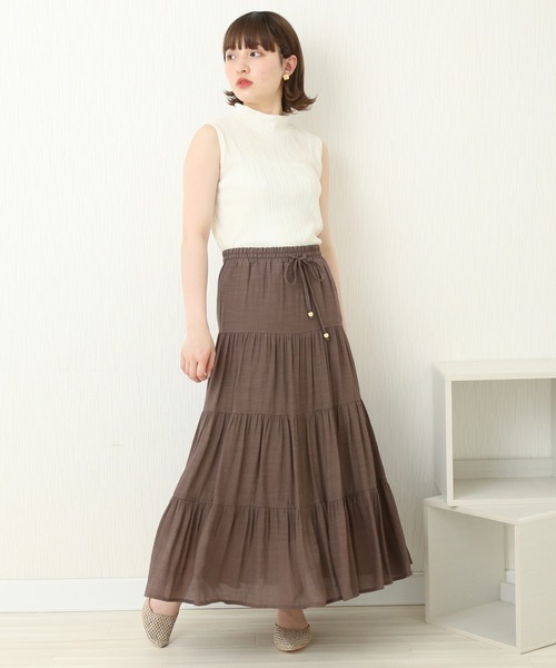 libelle more（リベル モア）の「R/Tスラブ　ティアードスカート（スカート・レディース・キナリ/モカ/ブルー/スモークピンク/ミント・M）」の11枚目の写真