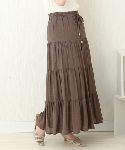 libelle more（リベル モア）の「R/Tスラブ　ティアードスカート（スカート・レディース・キナリ/モカ/ブルー/スモークピンク/ミント・M）」の9枚目の写真